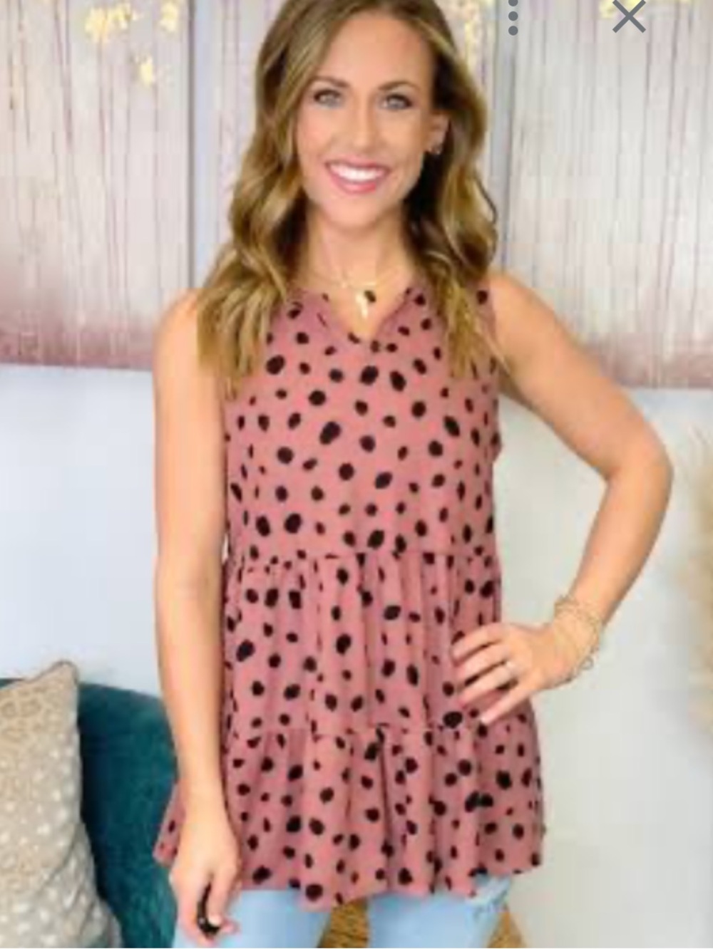 NWOT XL Perfect Peach Mauve Animal Print Tiered Top